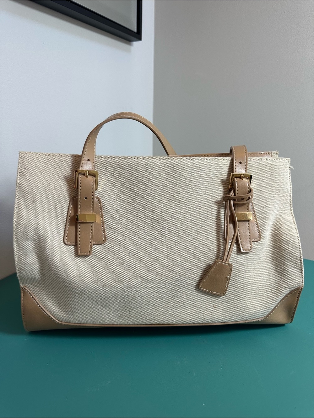 Etienne Aigner Tan Canvas Purse